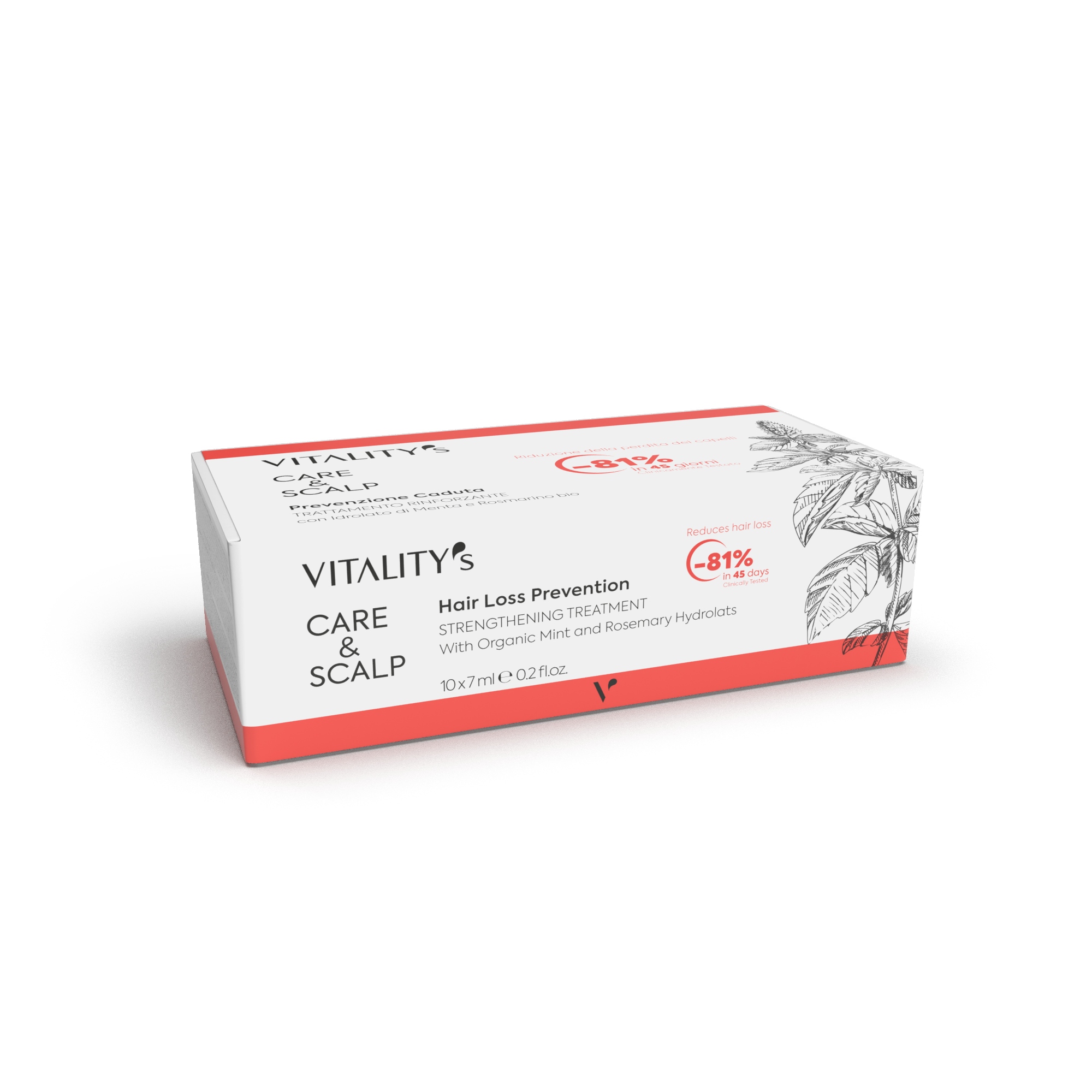 VITALITY'S CARE&SCALP PREVENZIONE CADUTA TRATTAMENTO RINFORZANTE KURACJA PRZECIWKO WYPADANIU WŁOSÓW 10X7ML